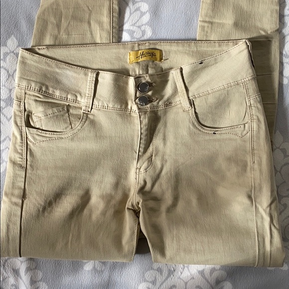 Hailey - Khaki Straight Leg Pants - Picture 2 of 6